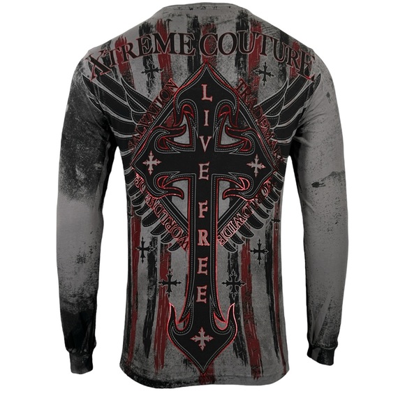 Xtreme Couture By Affliction Men's Long Sleeve T-shirt Liberty Crusade - Picture 3 of 7